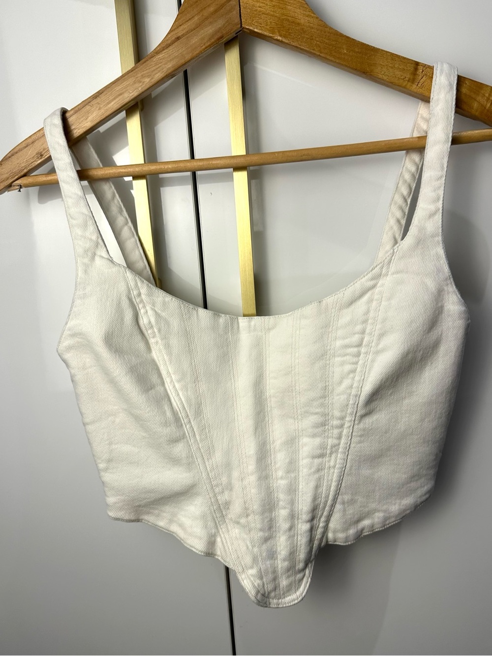 Zara white denim Corset-Style Tank Top XS